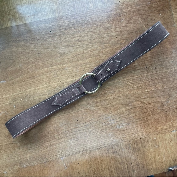 GAP Brown Suede Leather Ring Buckle Belt size Large - Picture 1 of 8